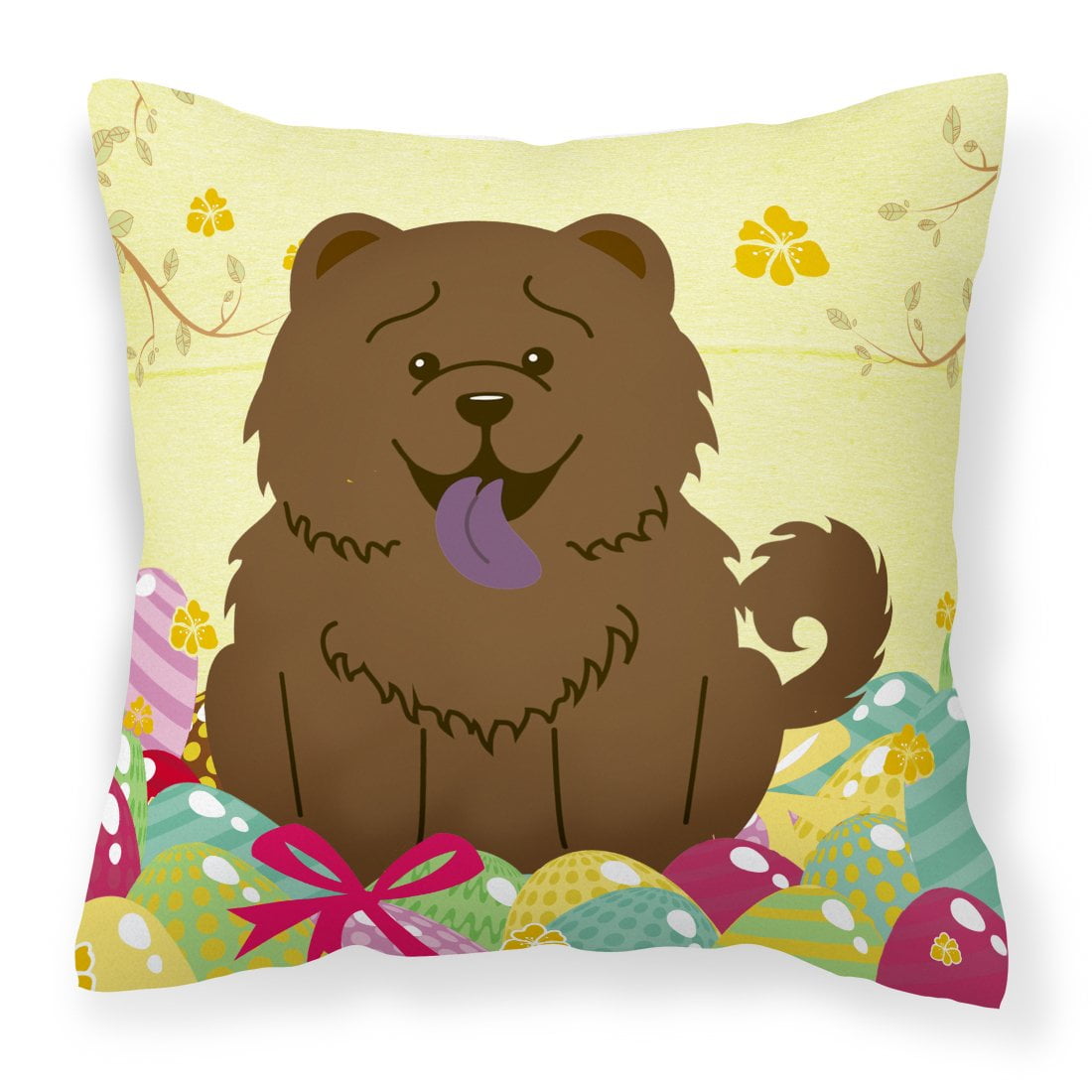 Easter Eggs Chow Chow Chocolate Fabric Decorative Pillow