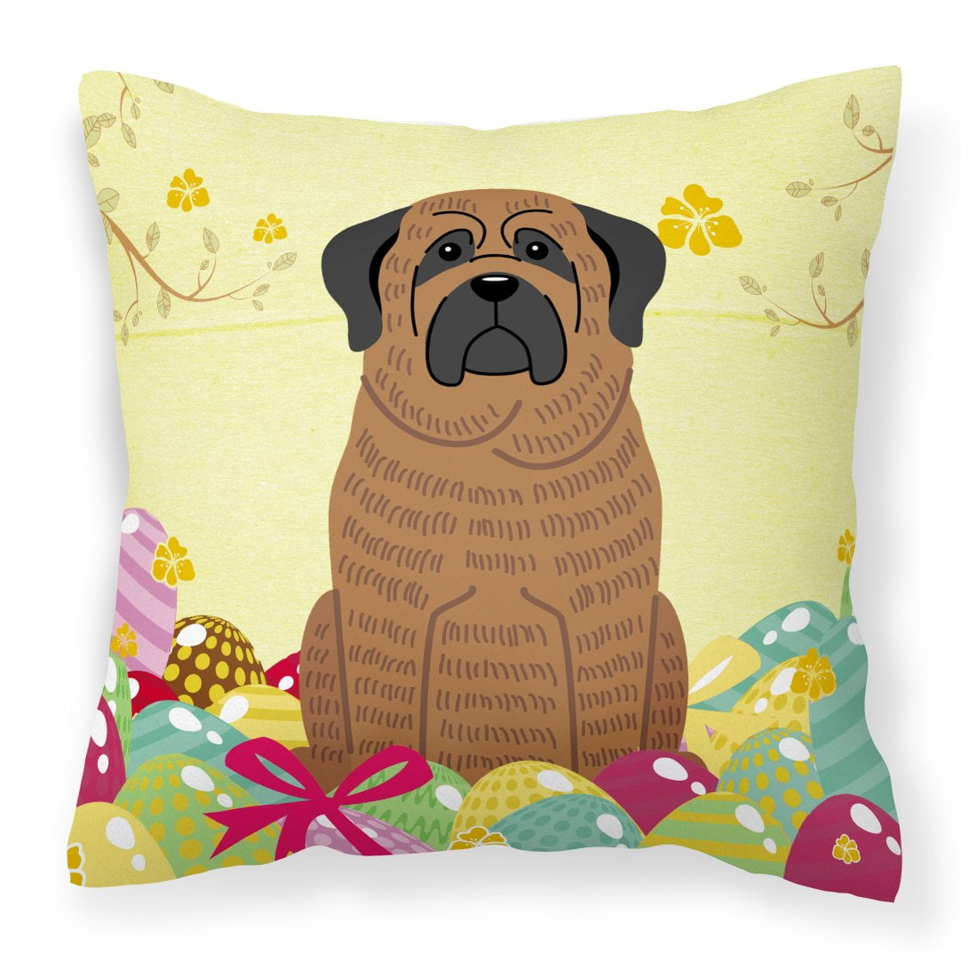 Easter Eggs Mastiff Brindle Fabric Decorative Pillow