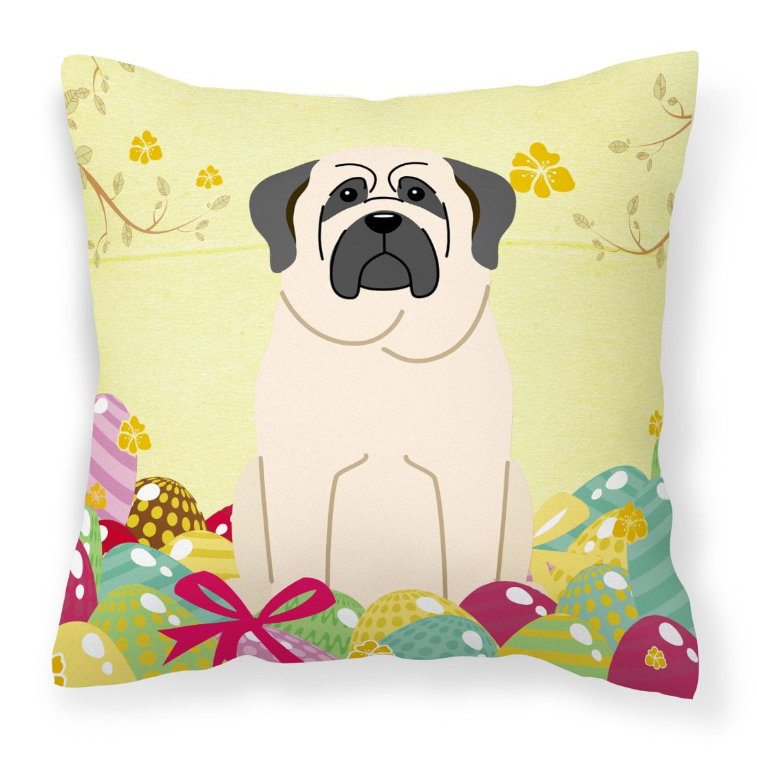 BB6017PW1818 Easter Eggs Mastiff White Fabric Decorative Pillow