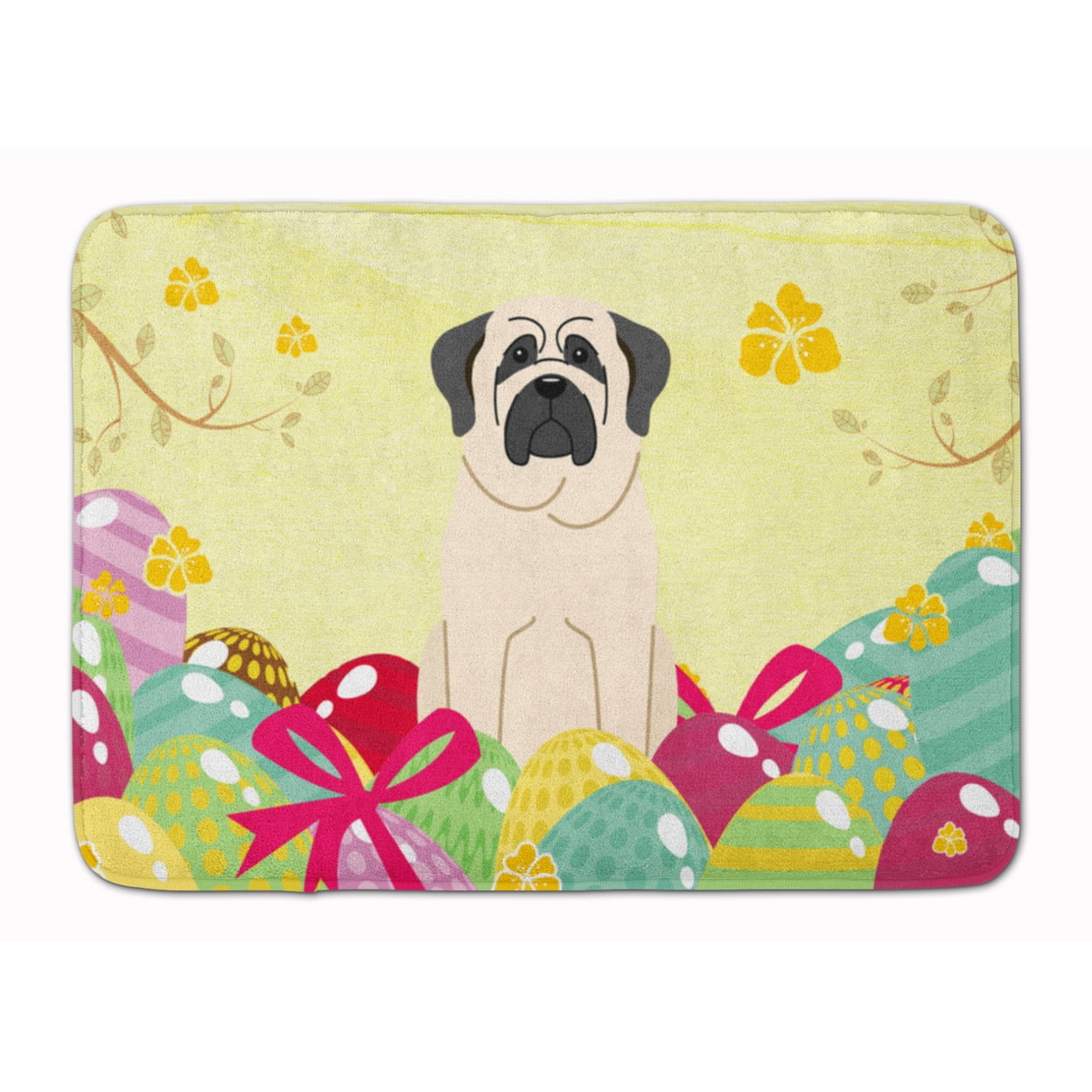 BB6017RUG Easter Eggs Mastiff White Machine Washable Memory Foam Mat