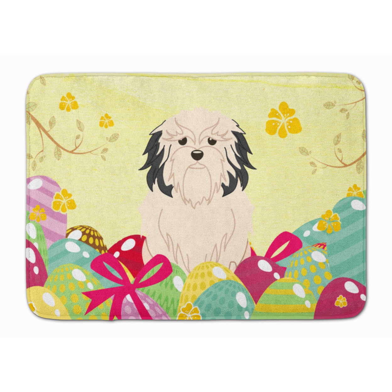 BB6019RUG Easter Eggs Lowchen Machine Washable Memory Foam Mat