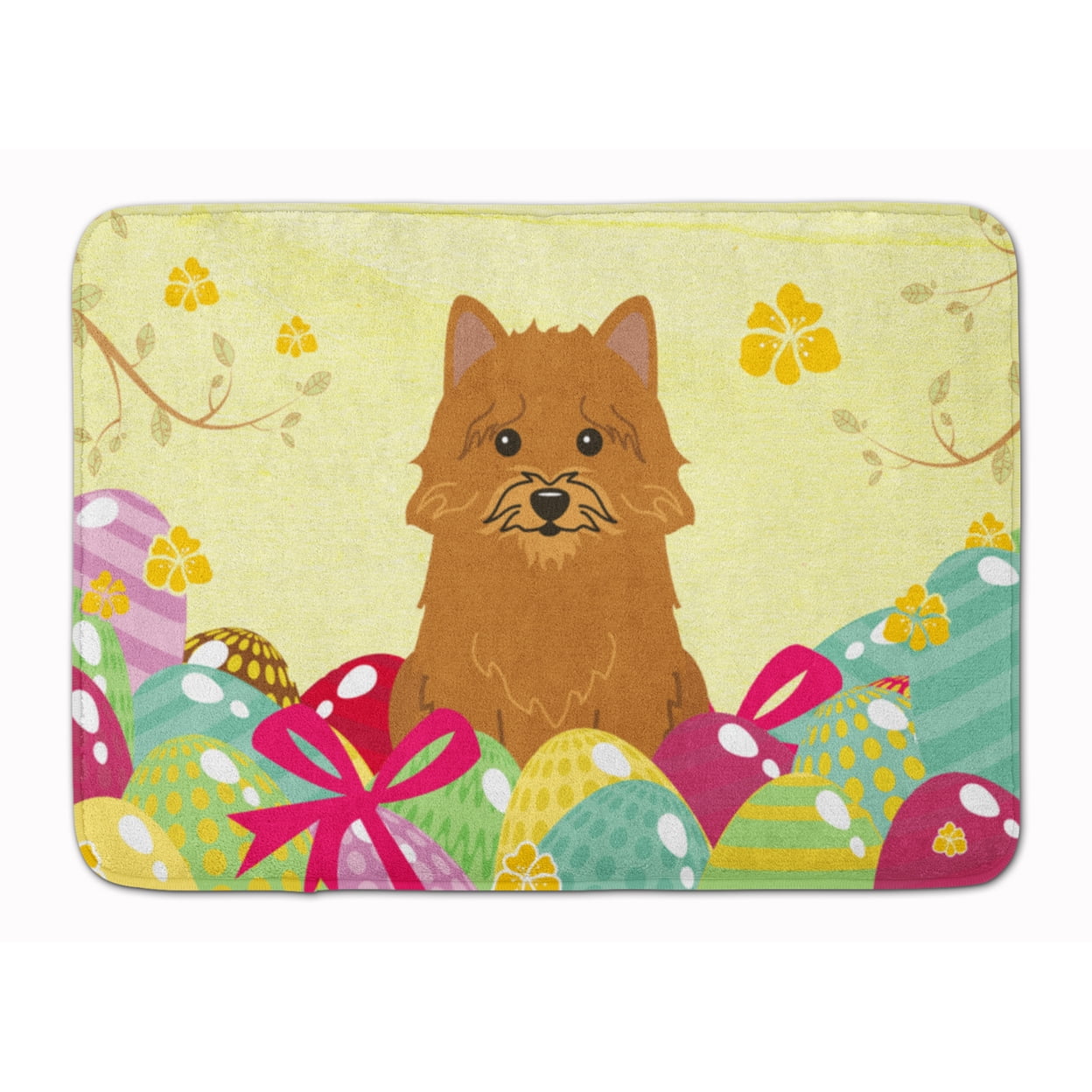 BB6020RUG Easter Eggs Norwich Terrier Machine Washable Memory Foam Mat
