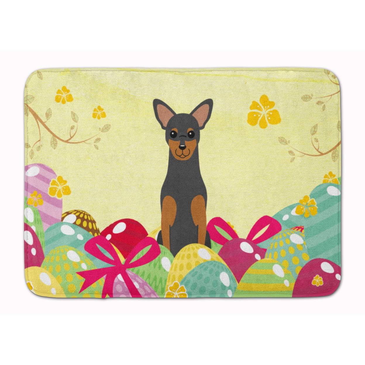 BB6028RUG Easter Eggs Manchester Terrier Machine Washable Memory Foam Mat