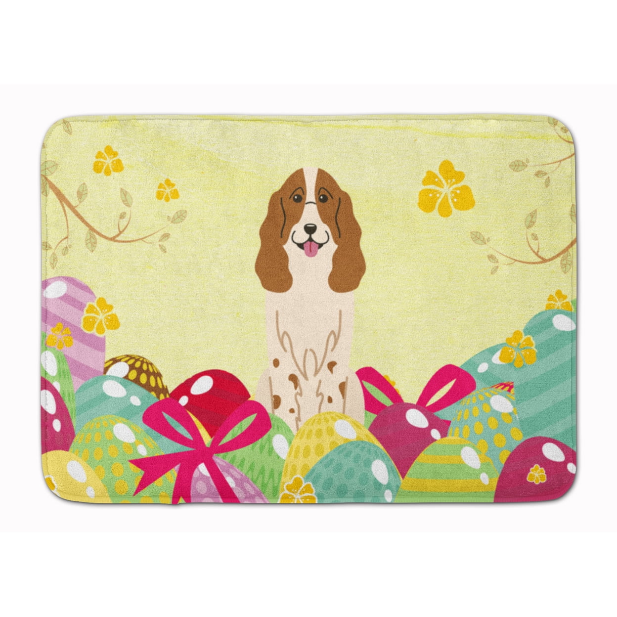 BB6031RUG Easter Eggs Russian Spaniel Machine Washable Memory Foam Mat