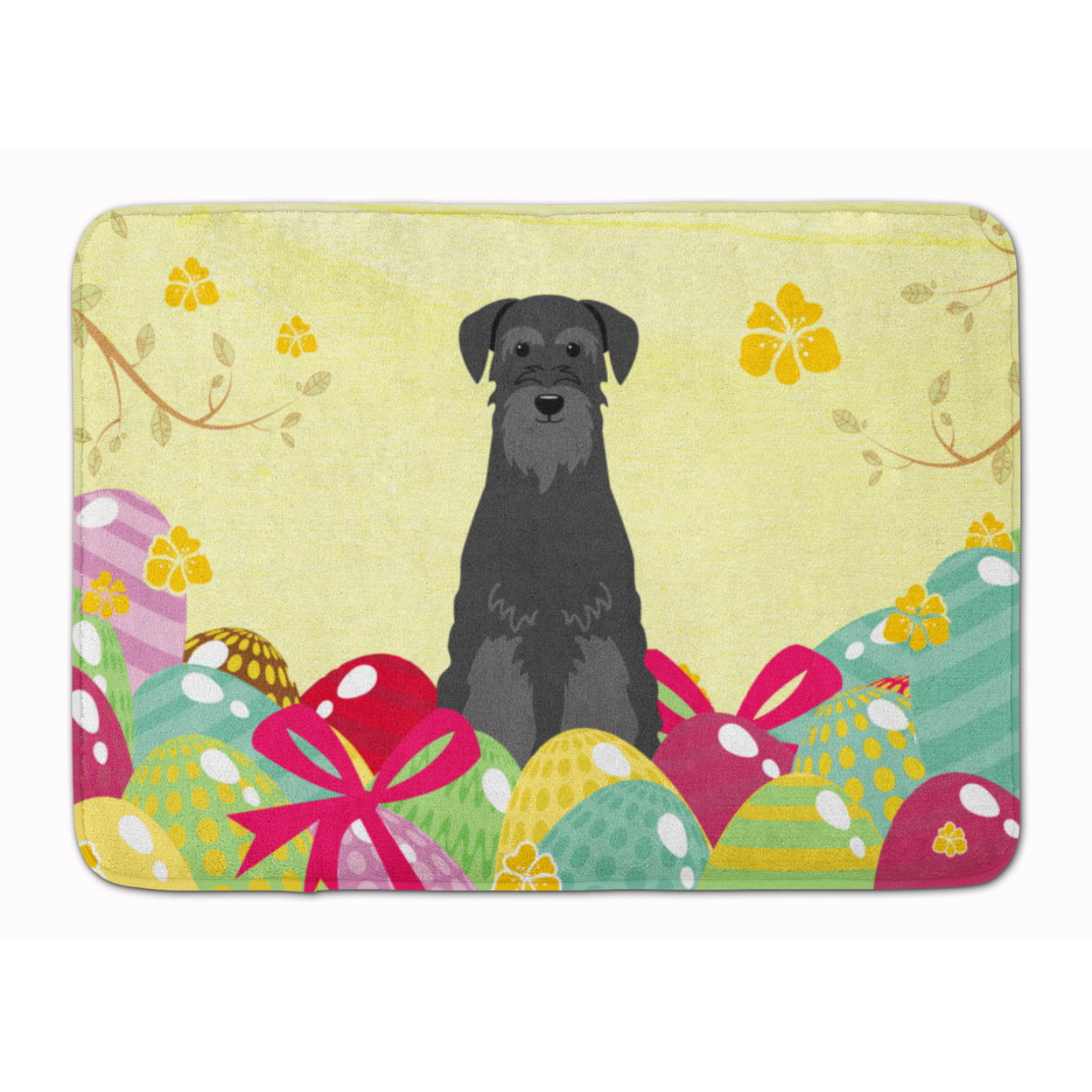BB6032RUG Easter Eggs Standard Schnauzer Black Machine Washable Memory Foam Mat