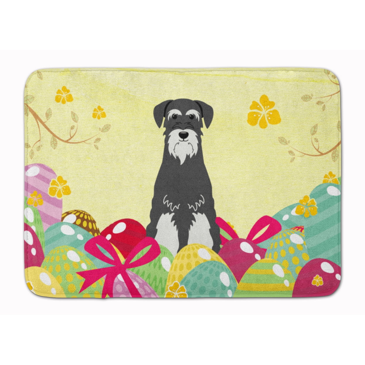 Easter Eggs Standard Schnauzer Salt & Pepper Machine Washable Memory Foam Mat