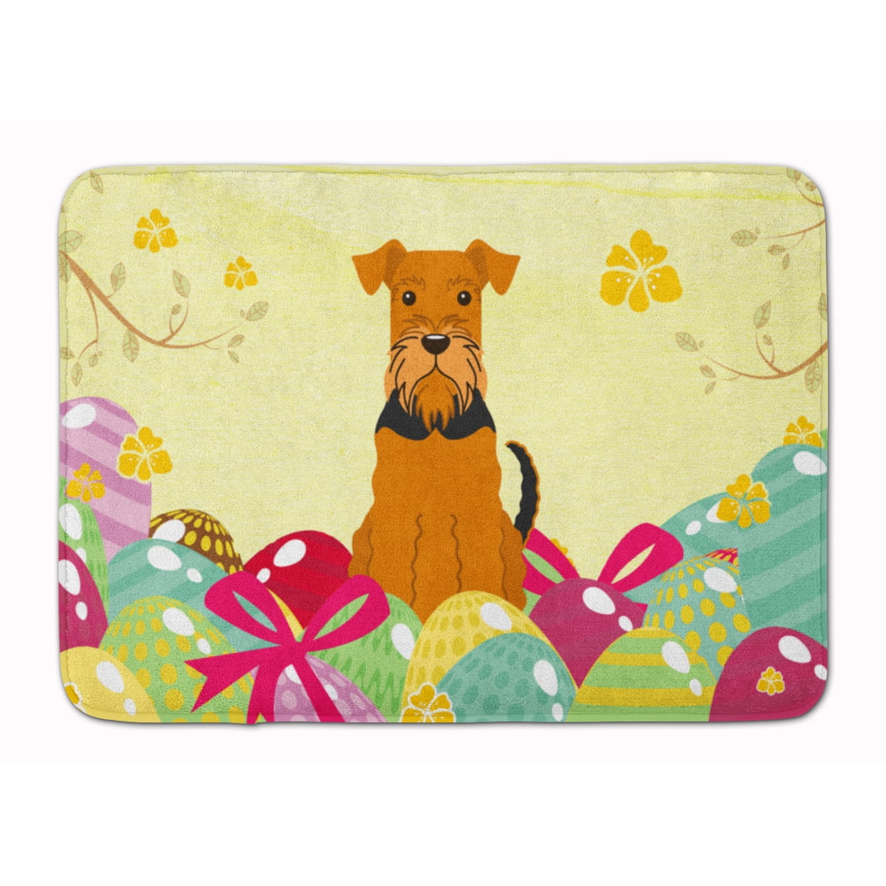 BB6041RUG Easter Eggs Airedale Machine Washable Memory Foam Mat