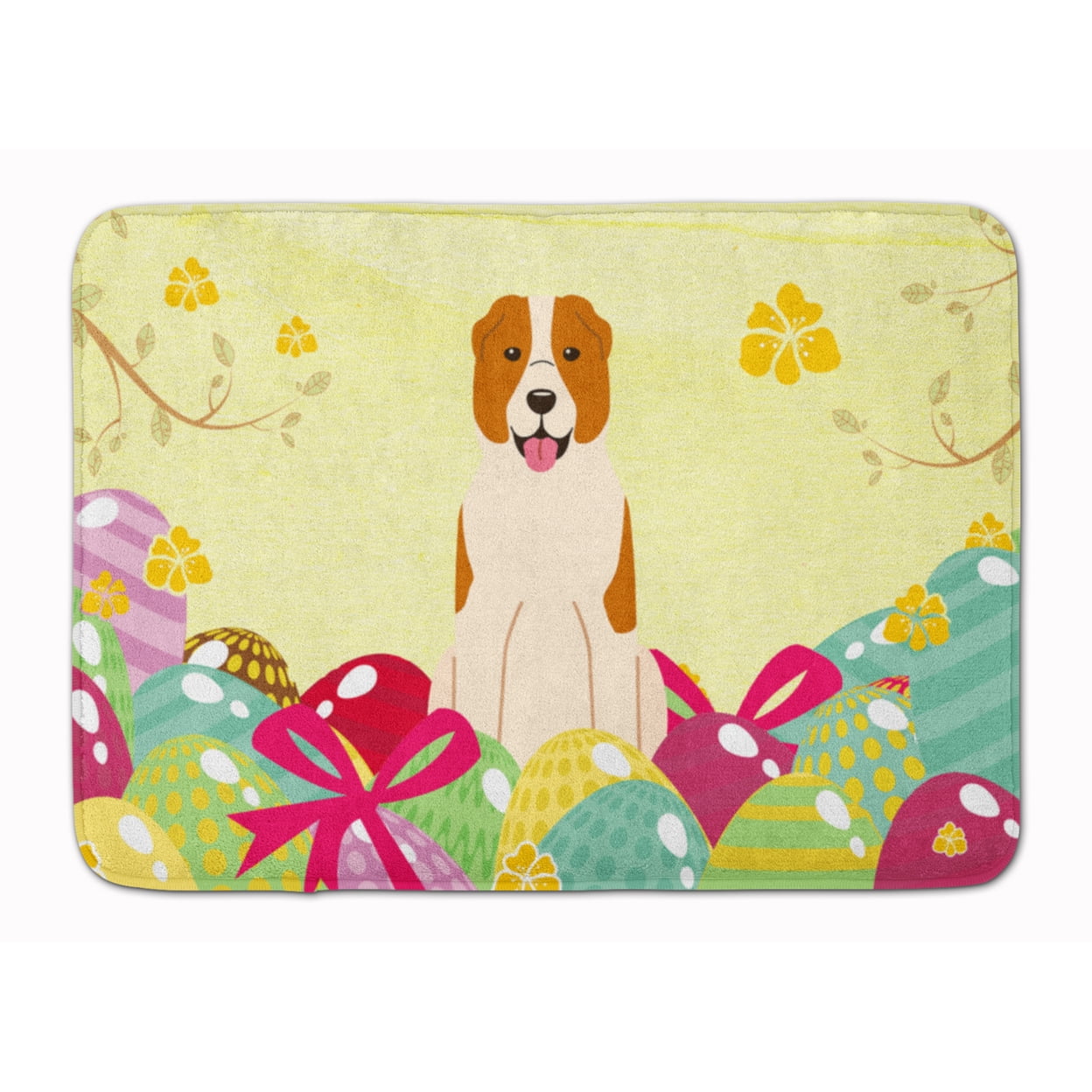 Easter Eggs Central Asian Shepherd Dog Machine Washable Memory Foam Mat