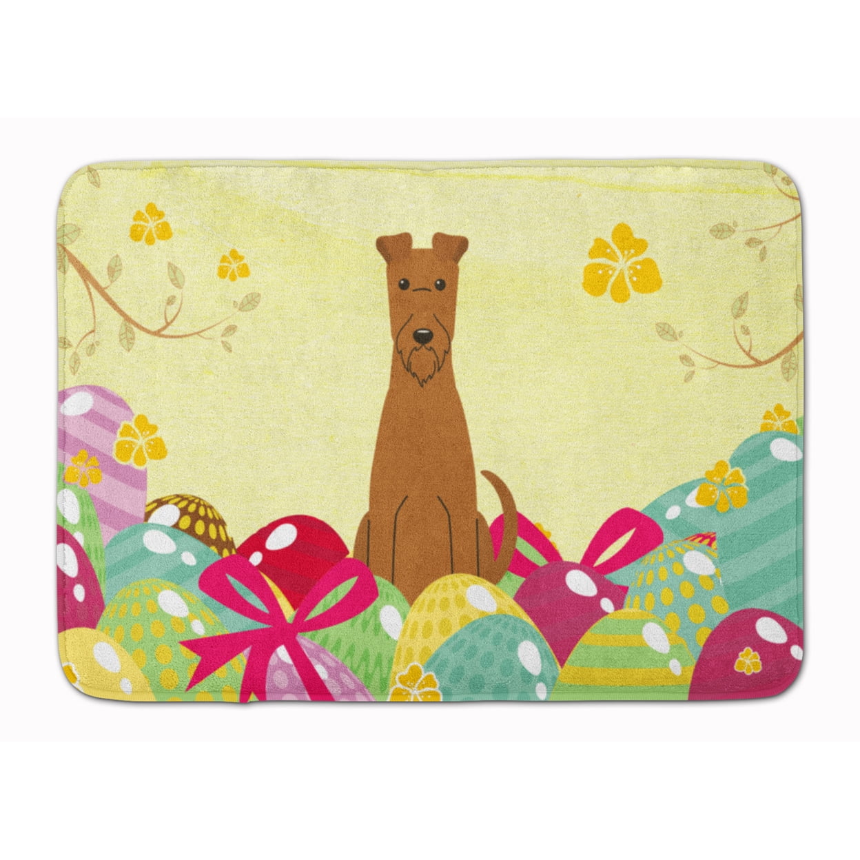 BB6062RUG Easter Eggs Irish Terrier Machine Washable Memory Foam Mat