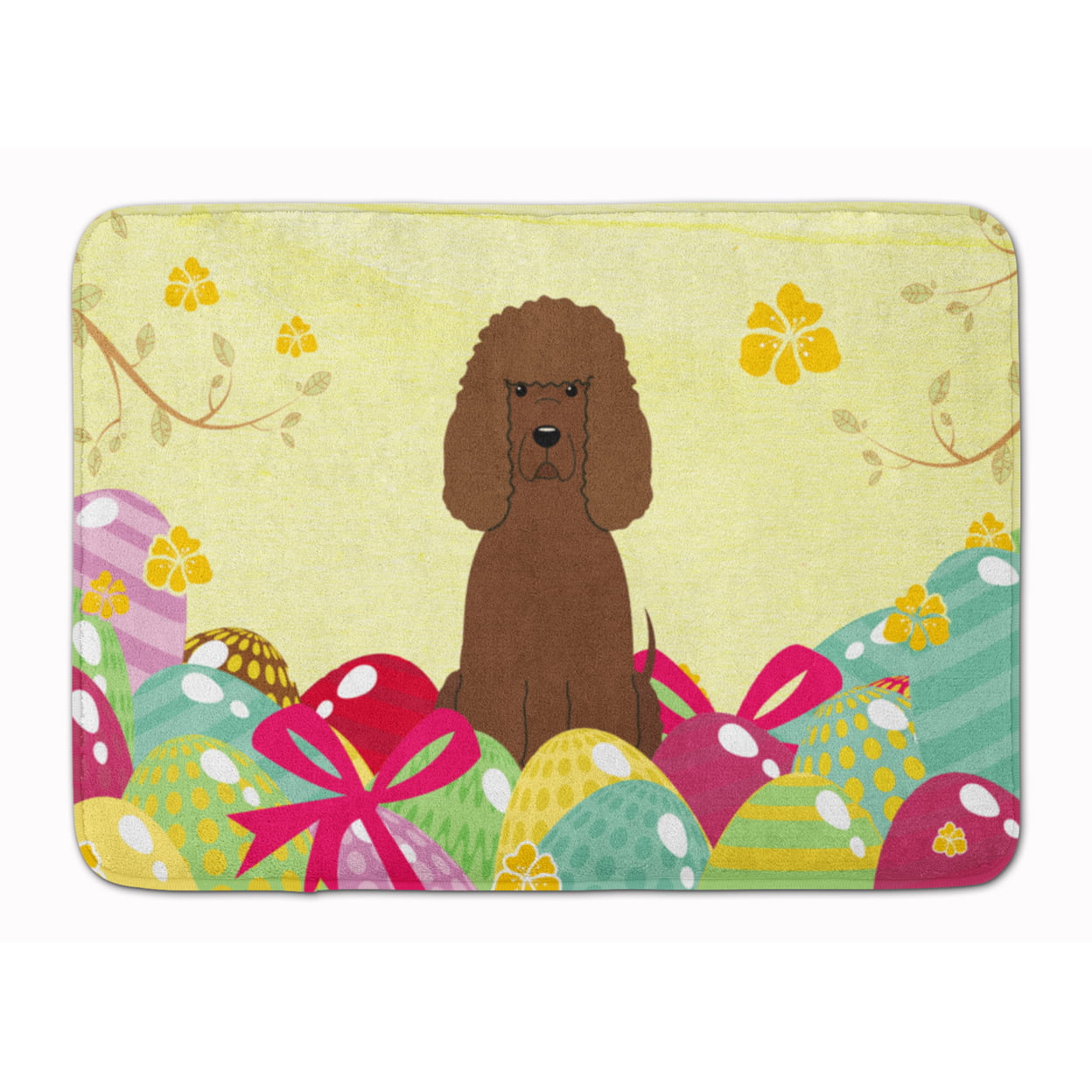 BB6063RUG Easter Eggs Irish Water Spaniel Machine Washable Memory Foam Mat