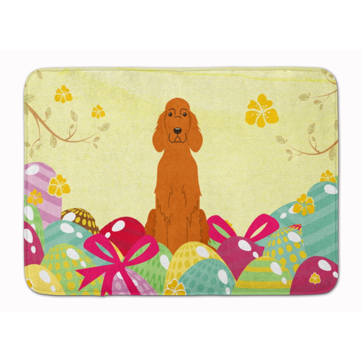BB6064RUG Easter Eggs Irish Setter Machine Washable Memory Foam Mat