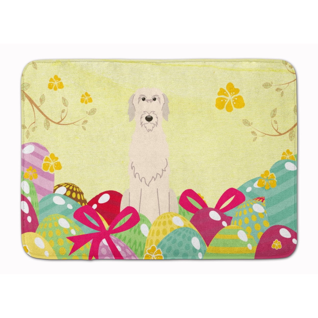 BB6065RUG Easter Eggs Irish Wolfhound Machine Washable Memory Foam Mat