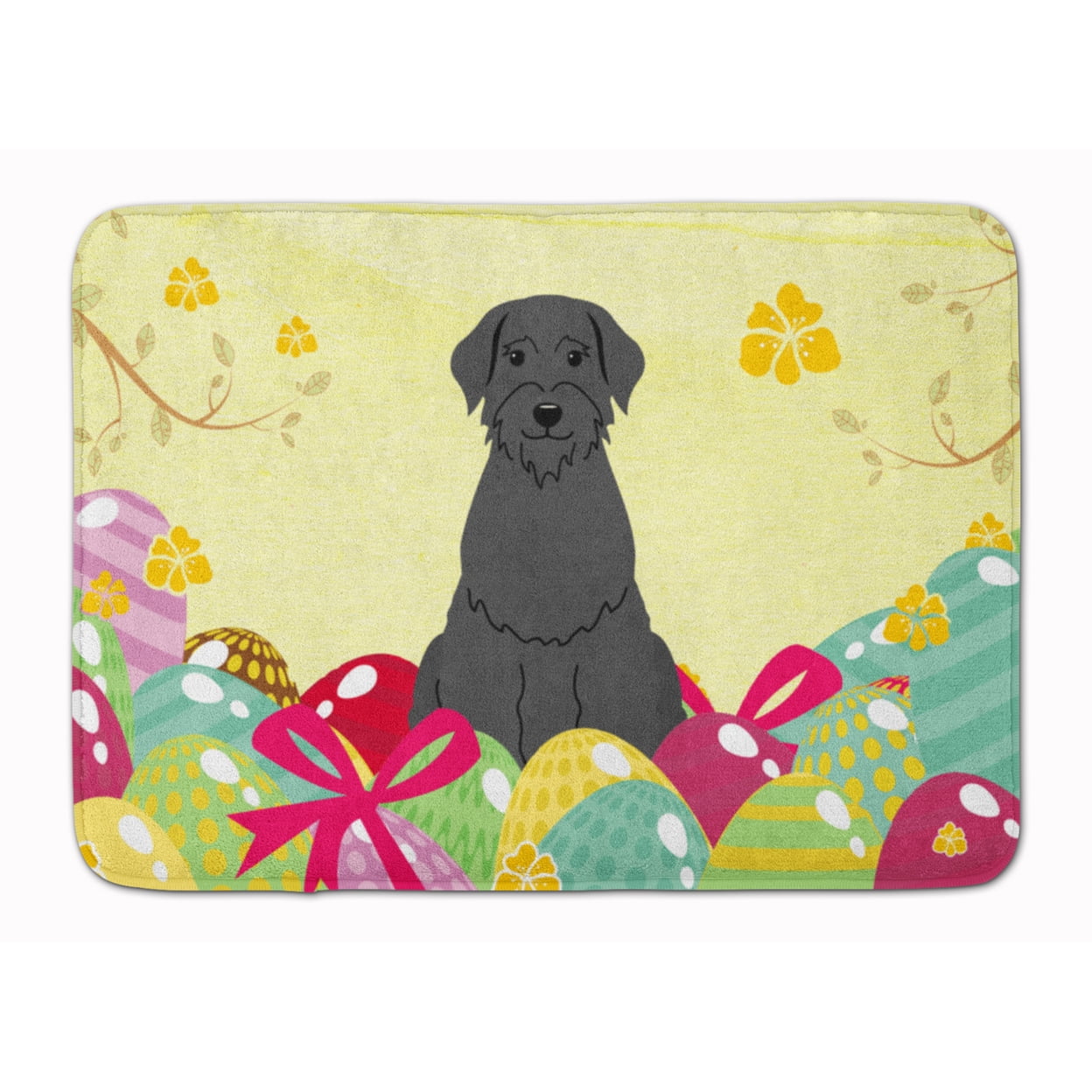 BB6066RUG Easter Eggs Giant Schnauzer Machine Washable Memory Foam Mat