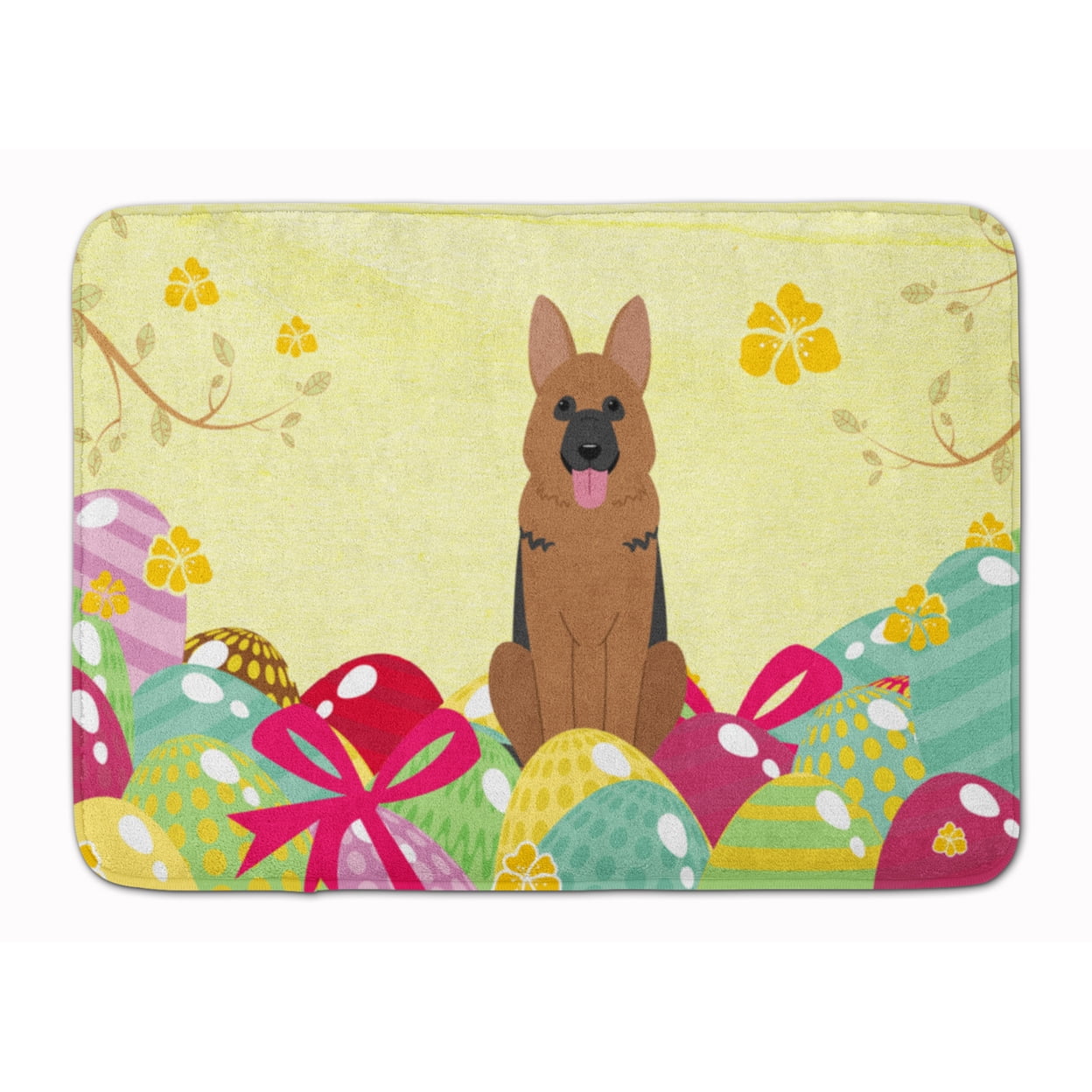 BB6067RUG Easter Eggs German Shepherd Machine Washable Memory Foam Mat