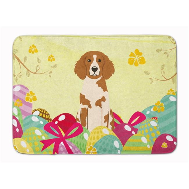 BB6072RUG Easter Eggs Brittany Spaniel Machine Washable Memory Foam Mat