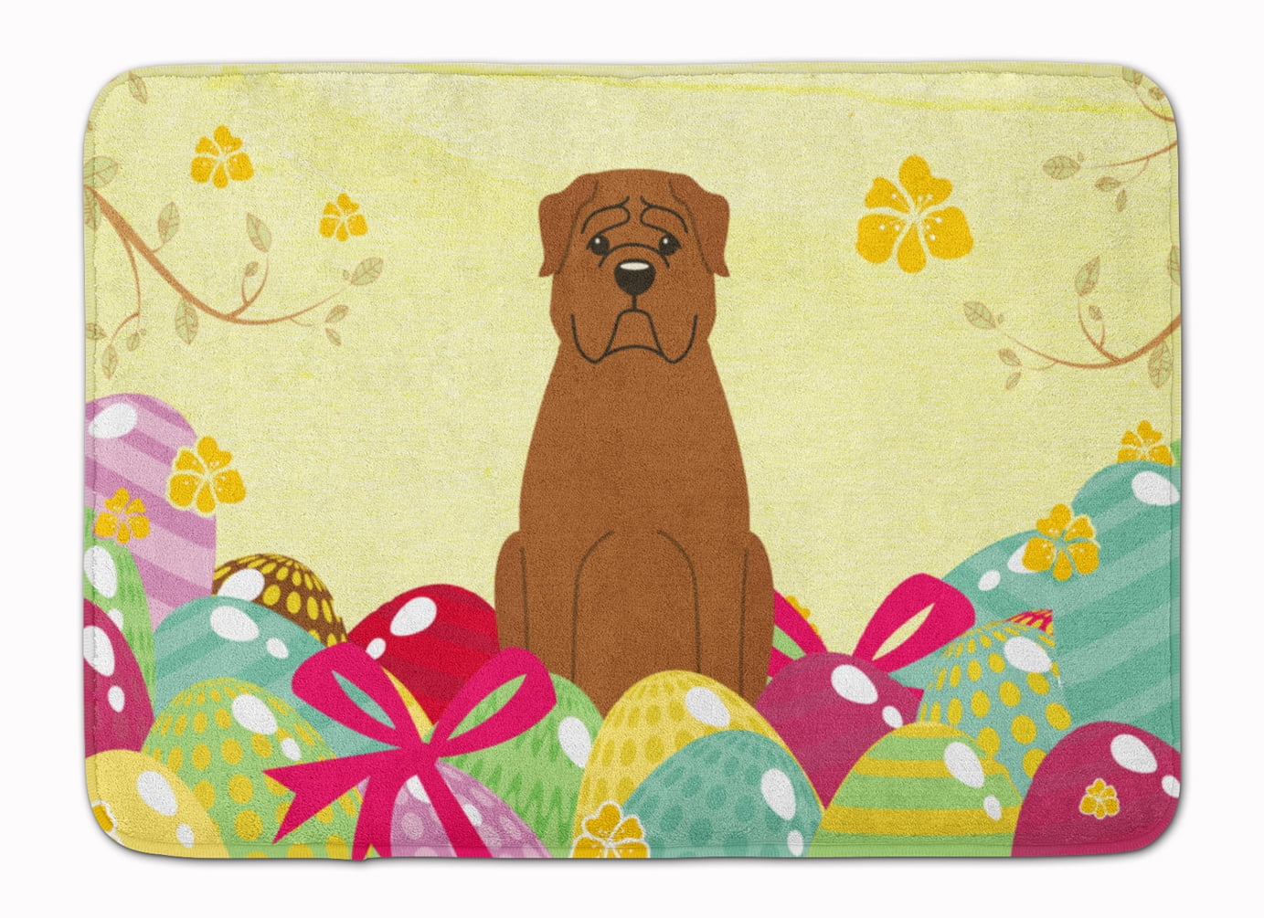 BB6073RUG Easter Eggs Dogue De Bourdeaux Machine Washable Memory Foam Mat