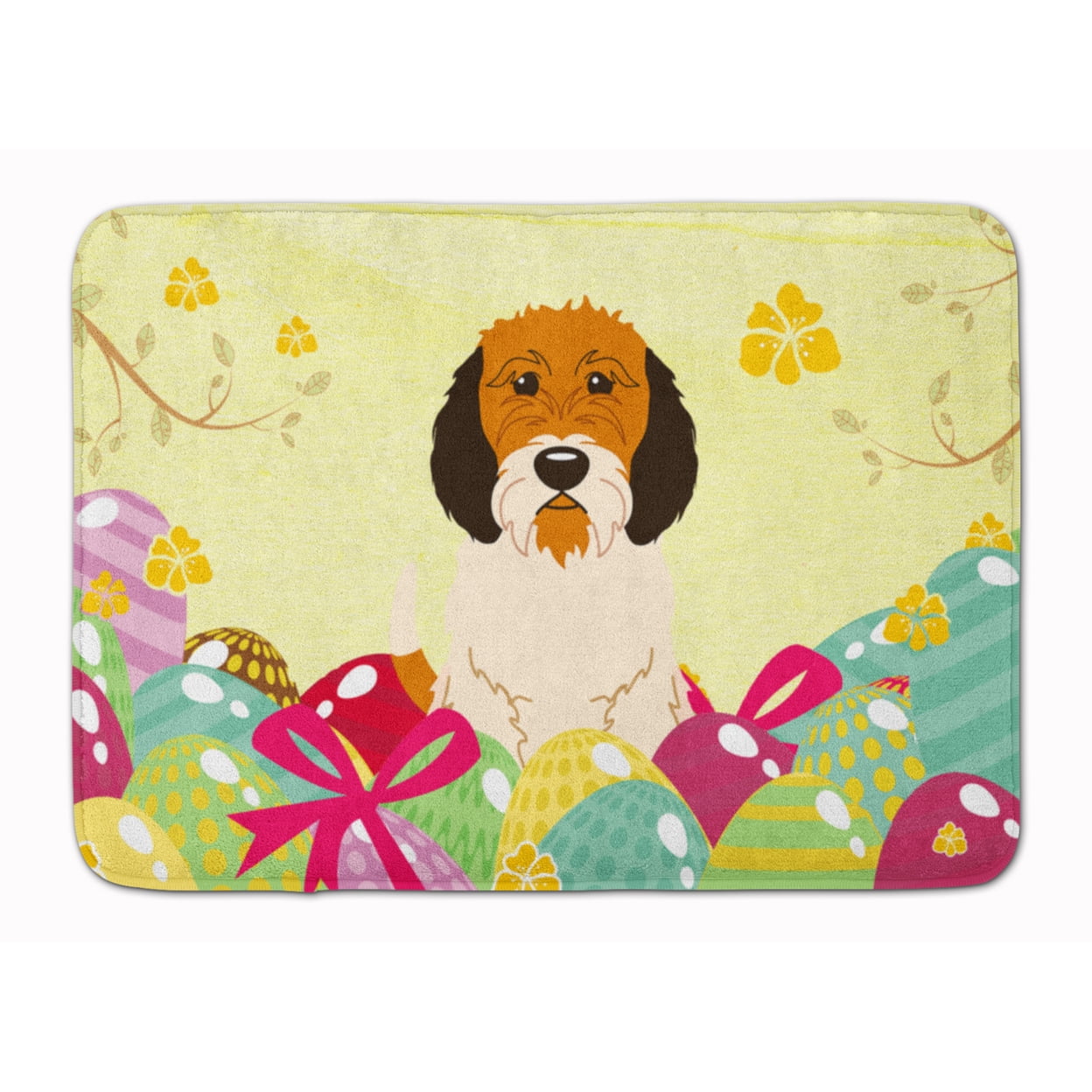 Easter Eggs Petit Basset Griffon Veenden Machine Washable Memory Foam Mat