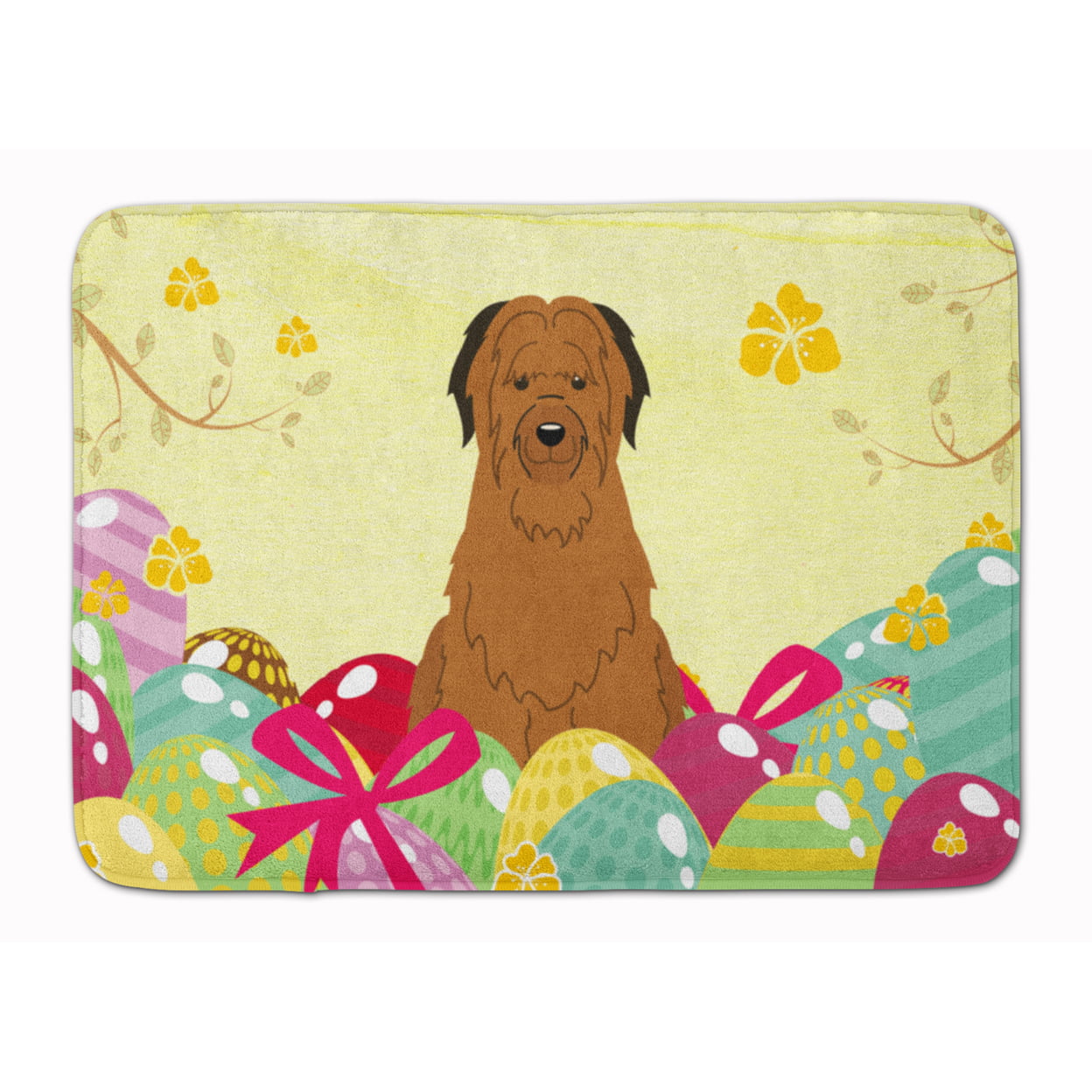 BB6082RUG Easter Eggs Briard Brown Machine Washable Memory Foam Mat
