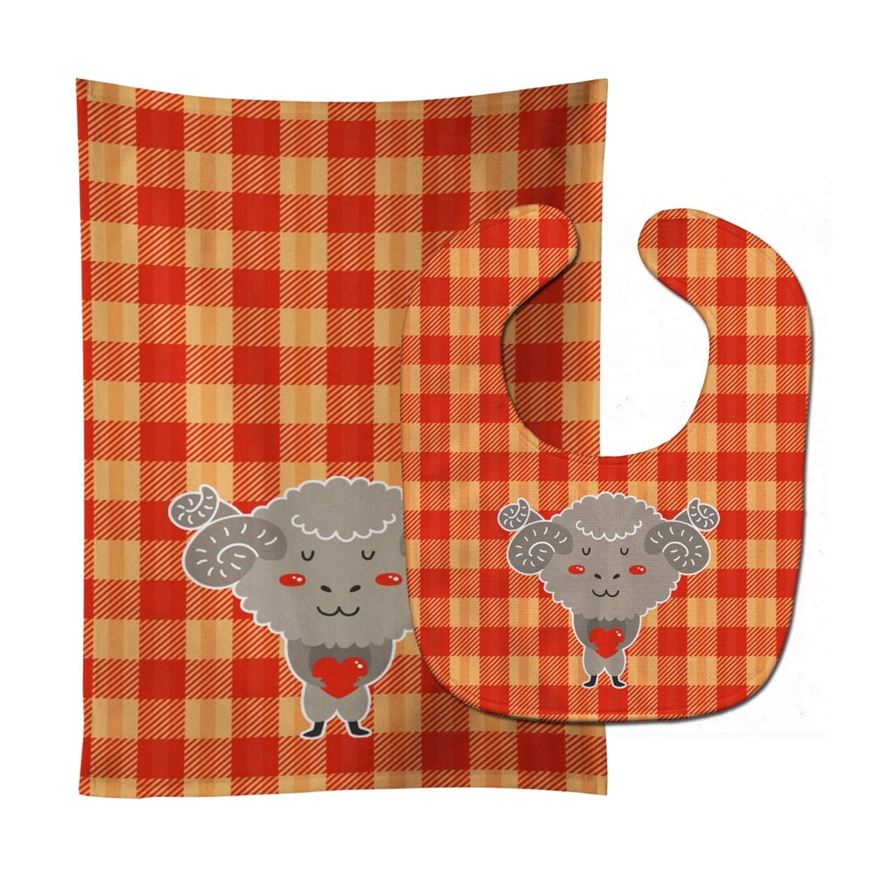 Ram With a Heart Baby Bib & Burp Cloth