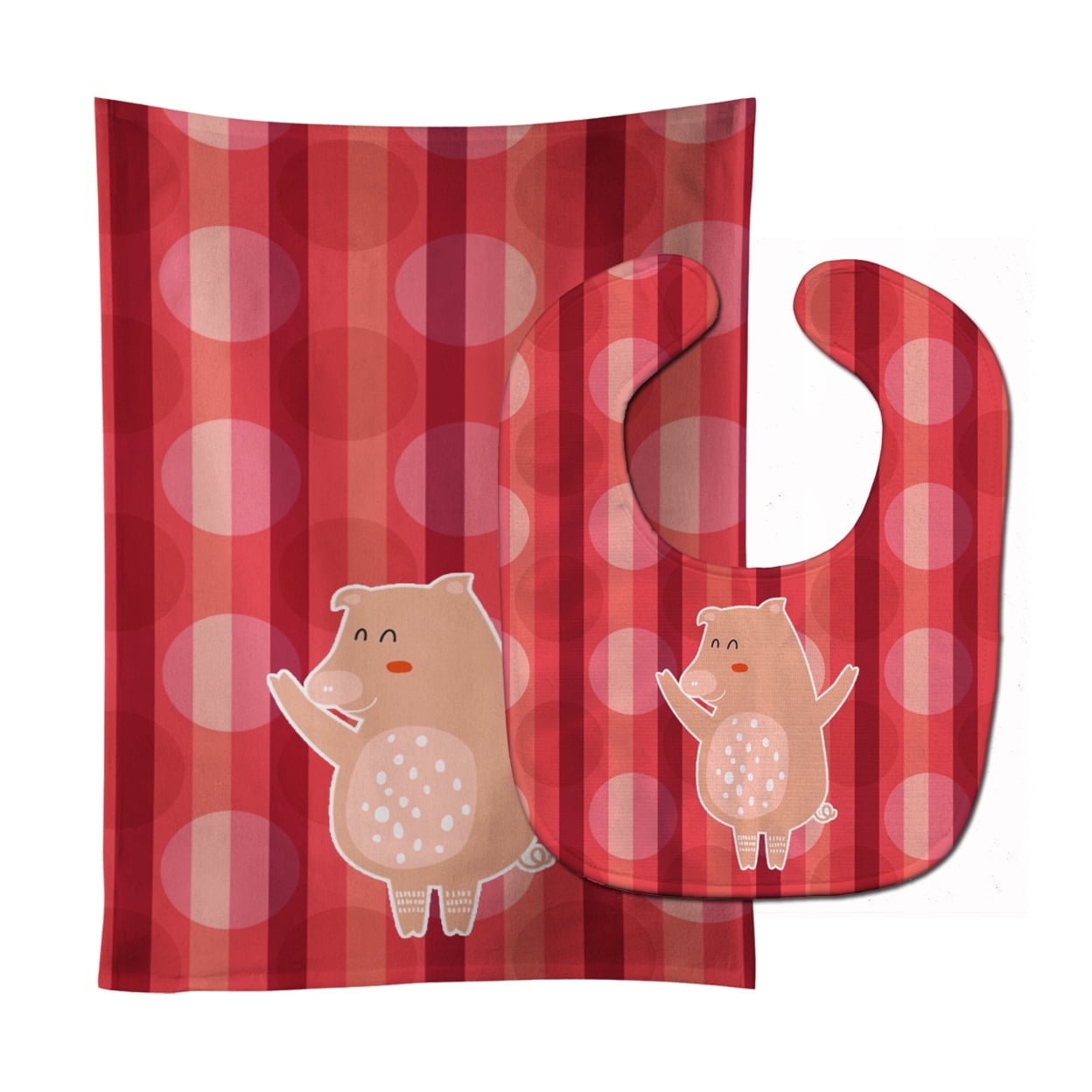 Dancing Pig Baby Bib & Burp Cloth