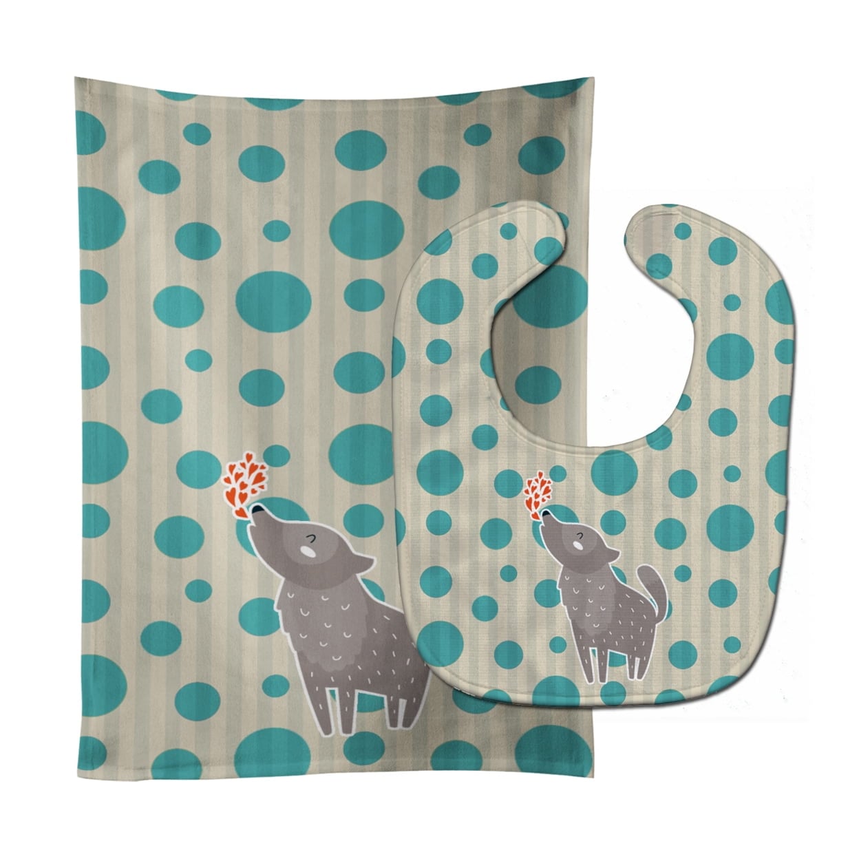 Wolf Love Baby Bib & Burp Cloth