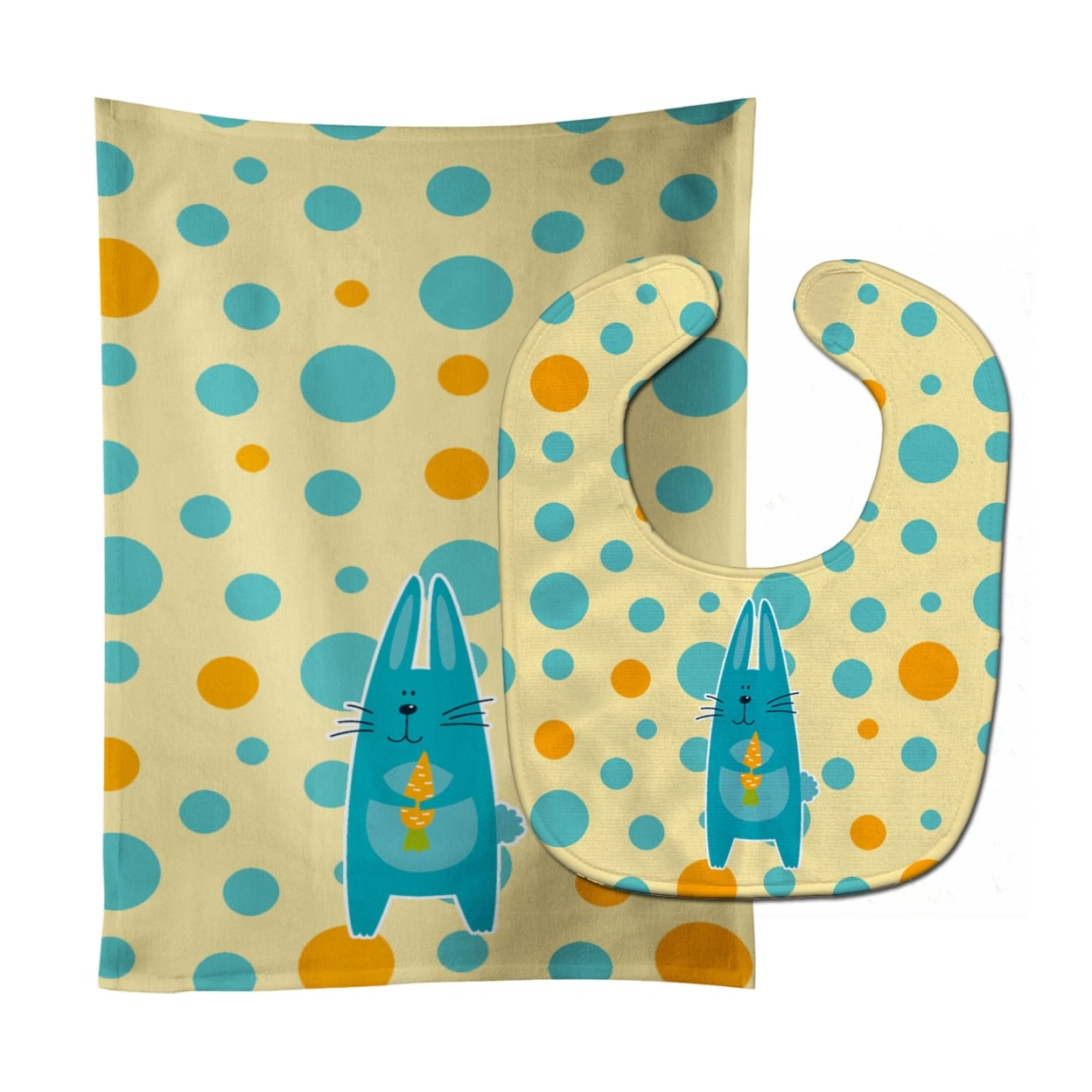 Polkadot Rabbit Baby Bib & Burp Cloth