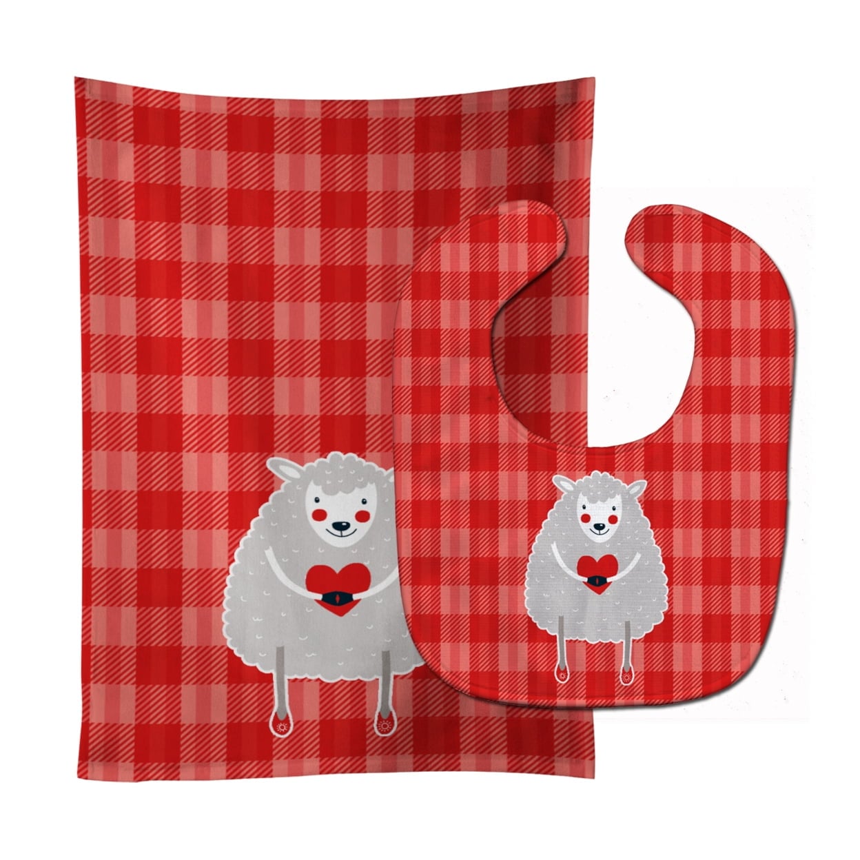 Lamb Love Baby Bib & Burp Cloth