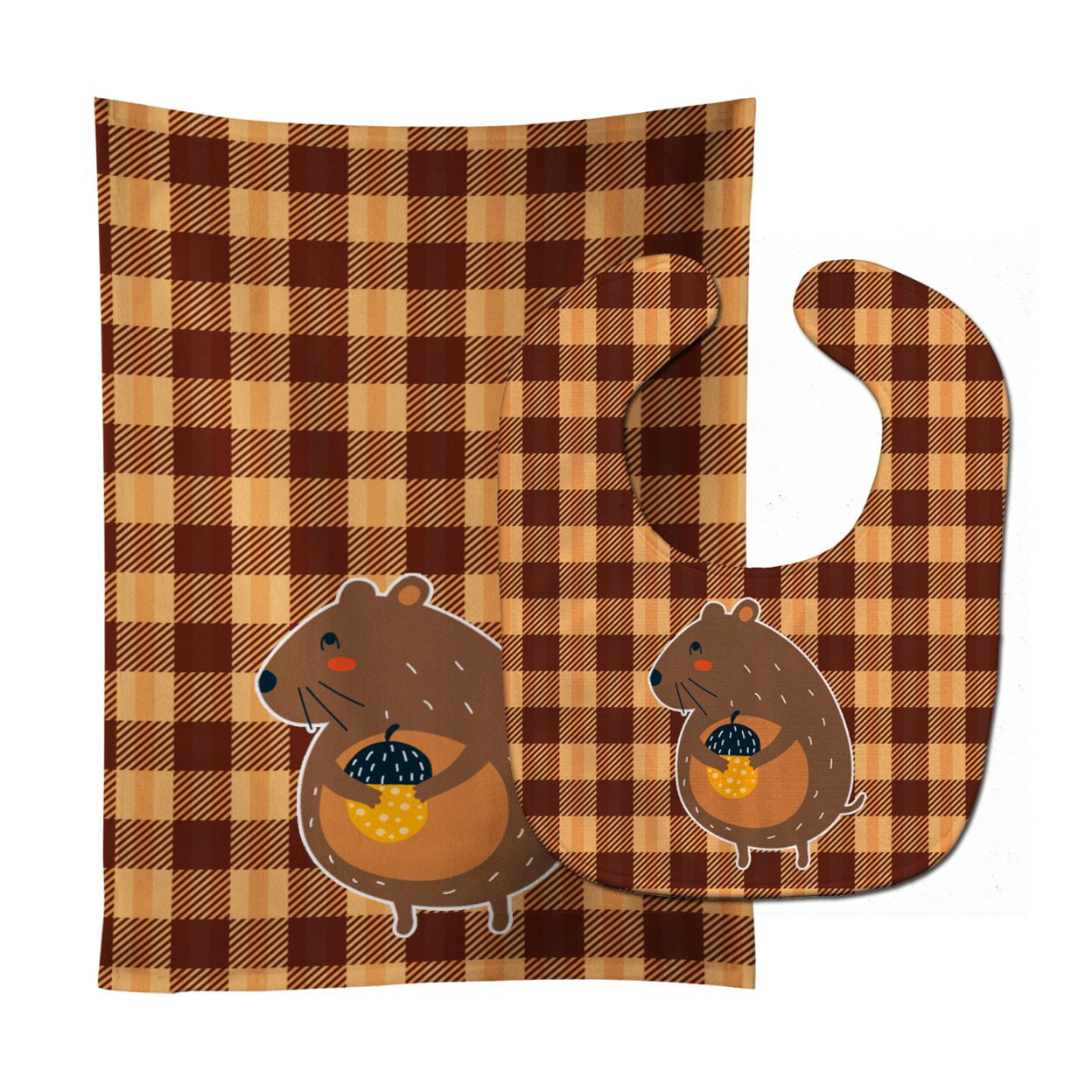Suirrel With a Nut Baby Bib & Burp Cloth