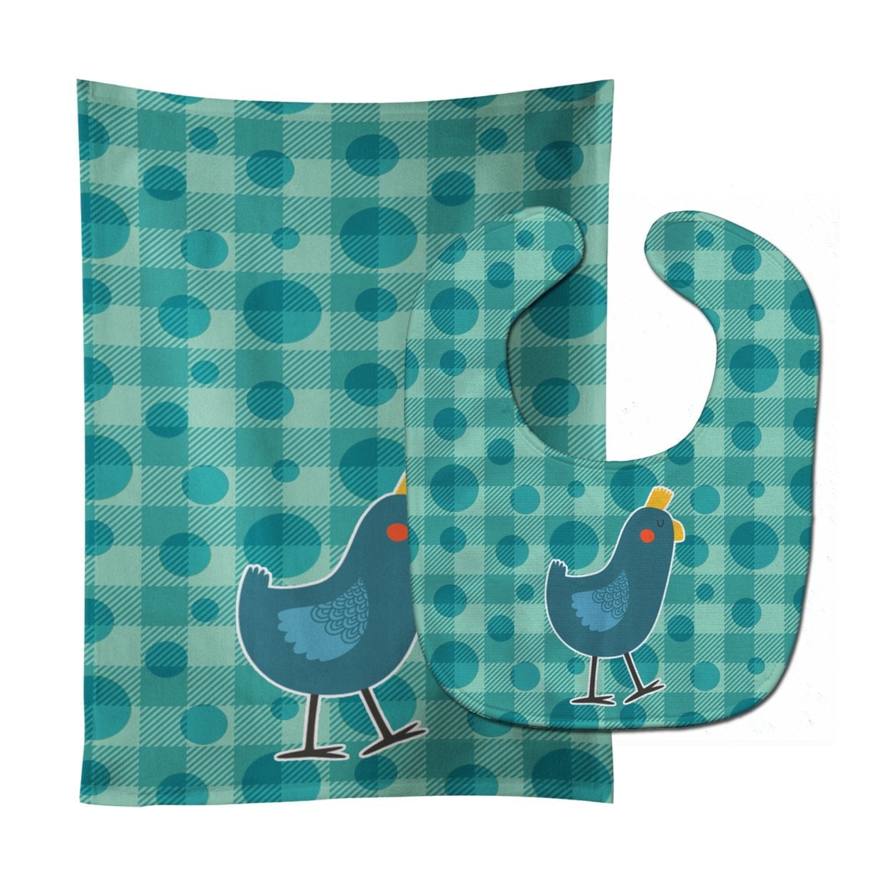 Polkadot Chicken Baby Bib & Burp Cloth