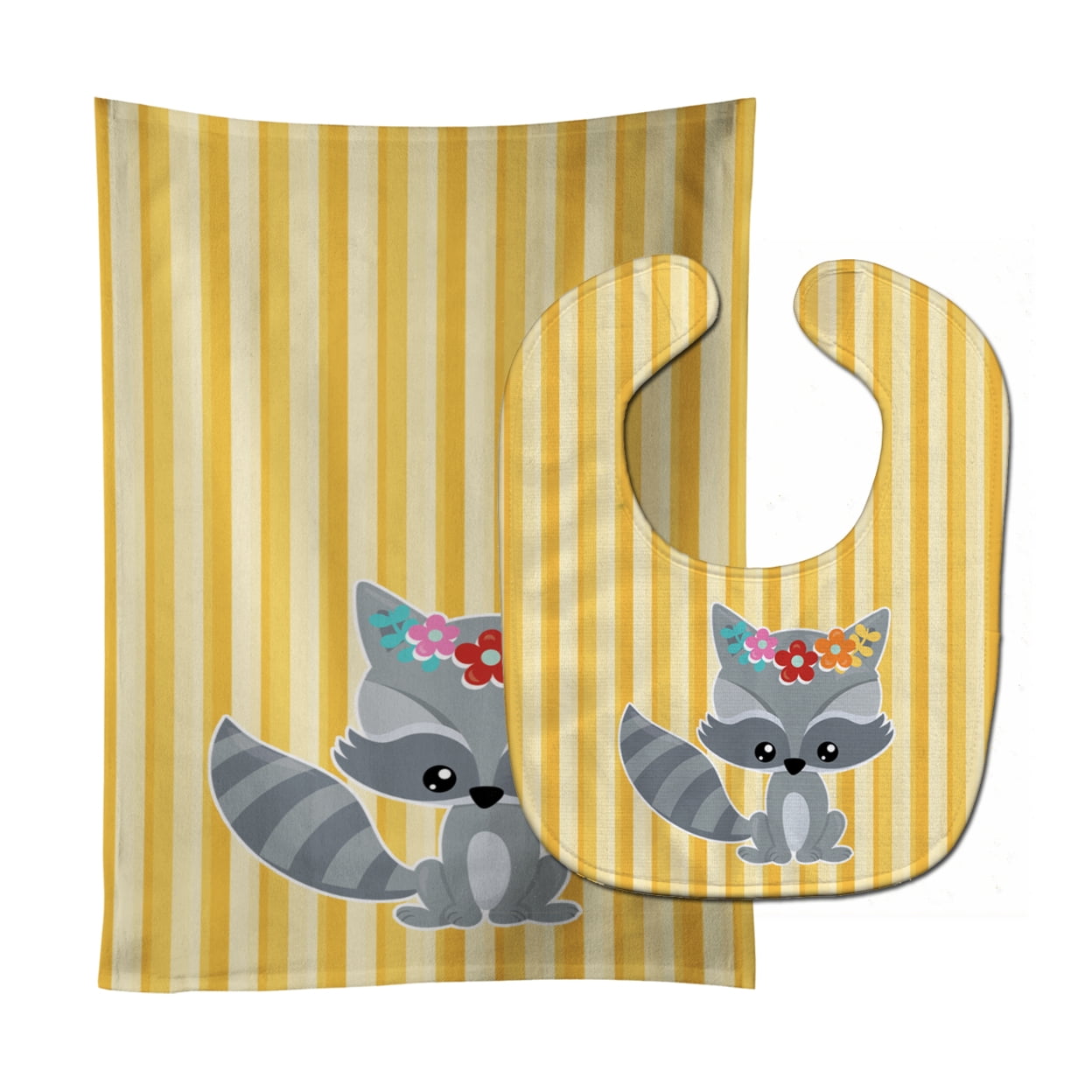 Raccoon Baby Bib & Burp Cloth
