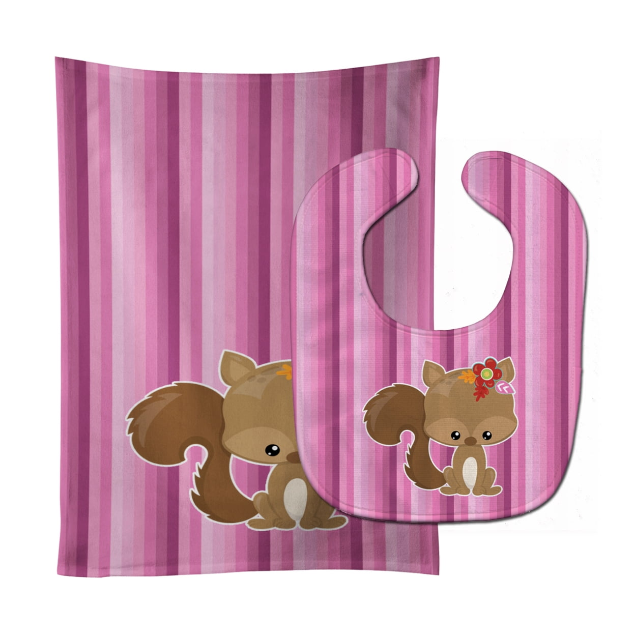 Squirrel Baby Bib & Burp Cloth