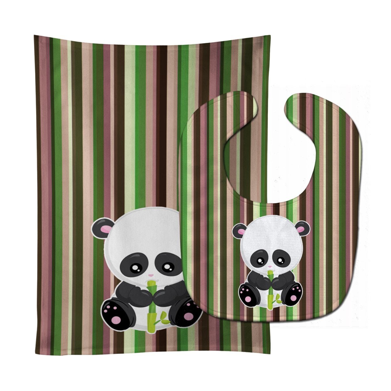 Bamboo Flute Panda Baby Bib & Burp Cloth