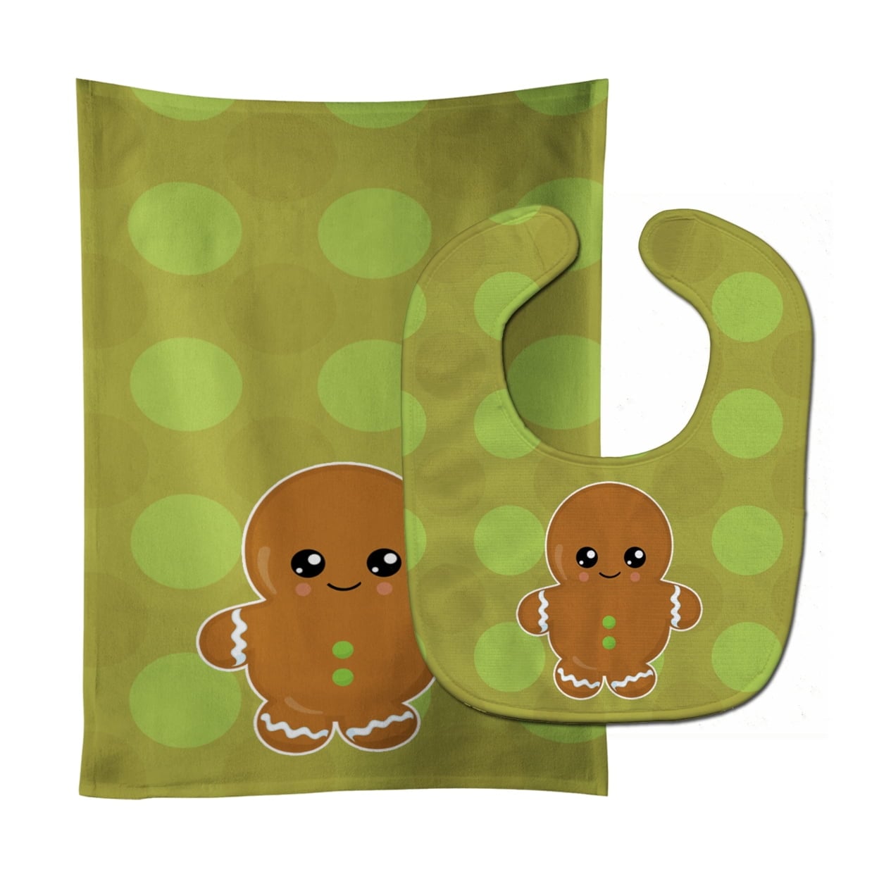 Christmas Gingerbread Man Baby Bib & Burp Cloth