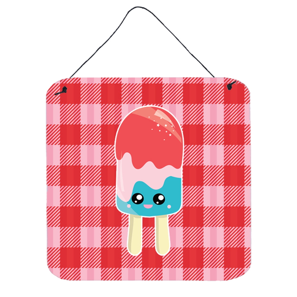 BB7067DS66 Ice Pop Popsicle Face Gingham Wall or Door Hanging Prints