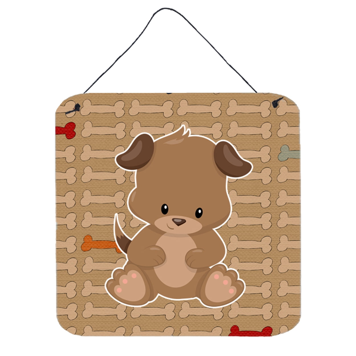 Puppy on Brown Bones Wall or Door Hanging Prints
