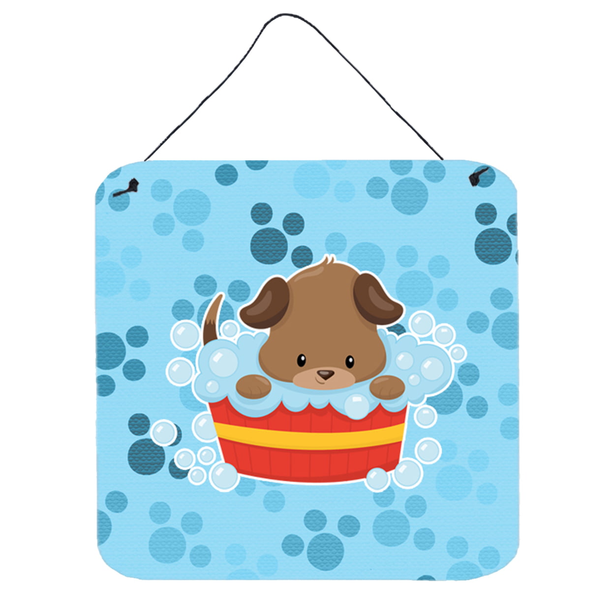 Puppy taking a bath Wall or Door Hanging Prints