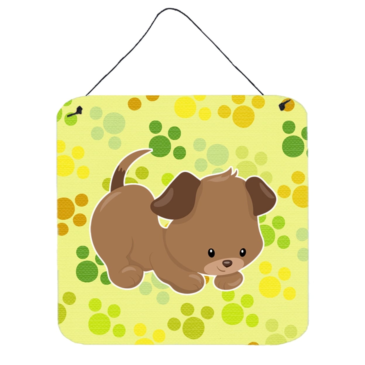Puppy on Green Pawprints Wall or Door Hanging Prints