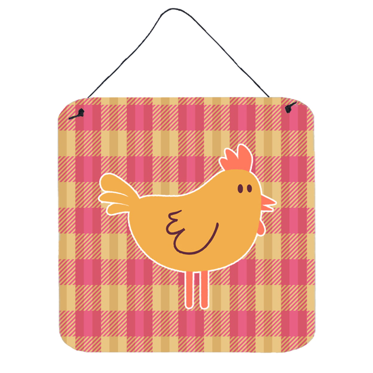 Chicken Hen on Gingham Wall or Door Hanging Prints