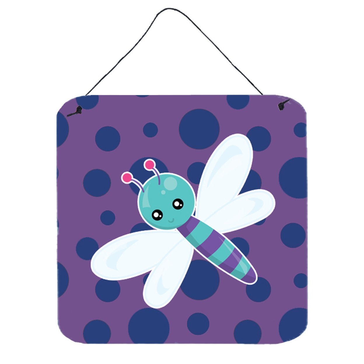 Dragonfly on Purple Polkadots Wall or Door Hanging Prints