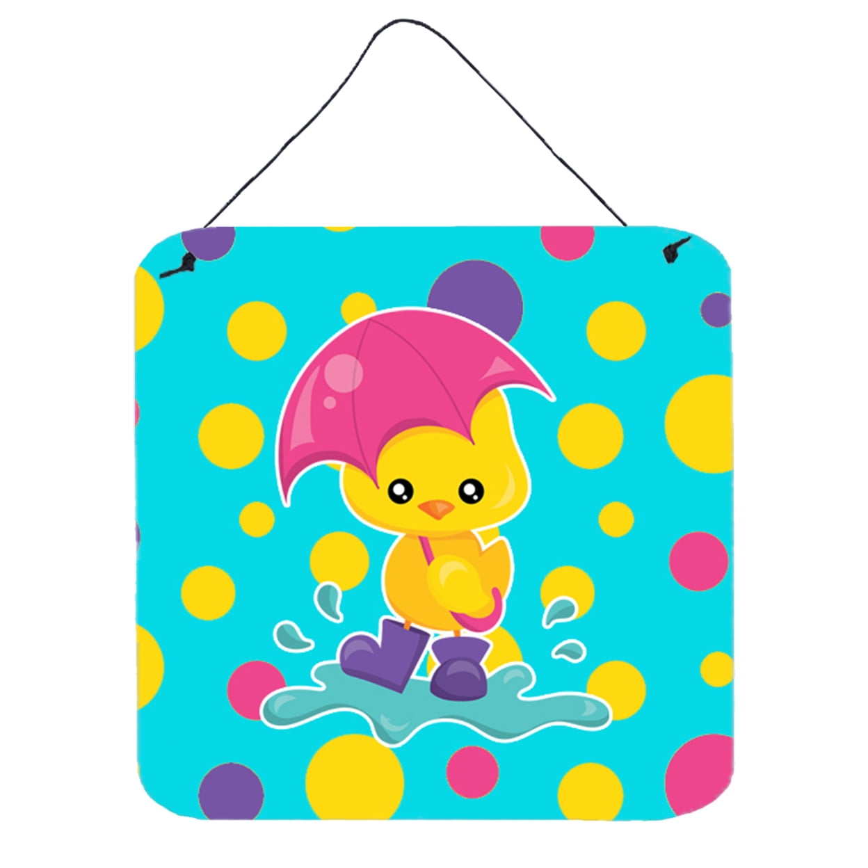 Duck in the Rain on Polkadots Wall or Door Hanging Prints
