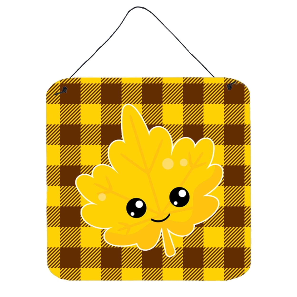 Fall Leaf on Gingham Wall or Door Hanging Prints
