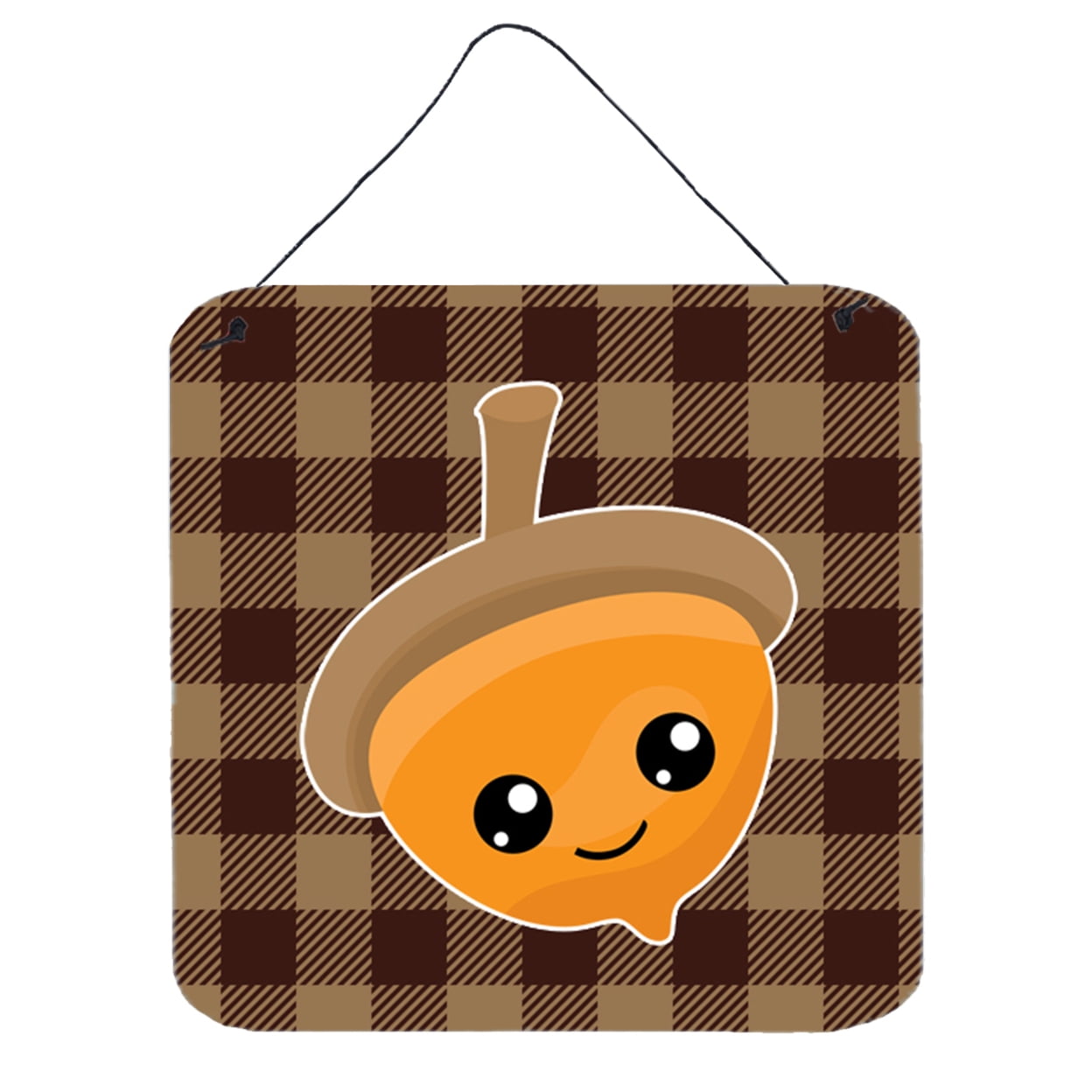 Fall Acorn on Gingham Wall or Door Hanging Prints
