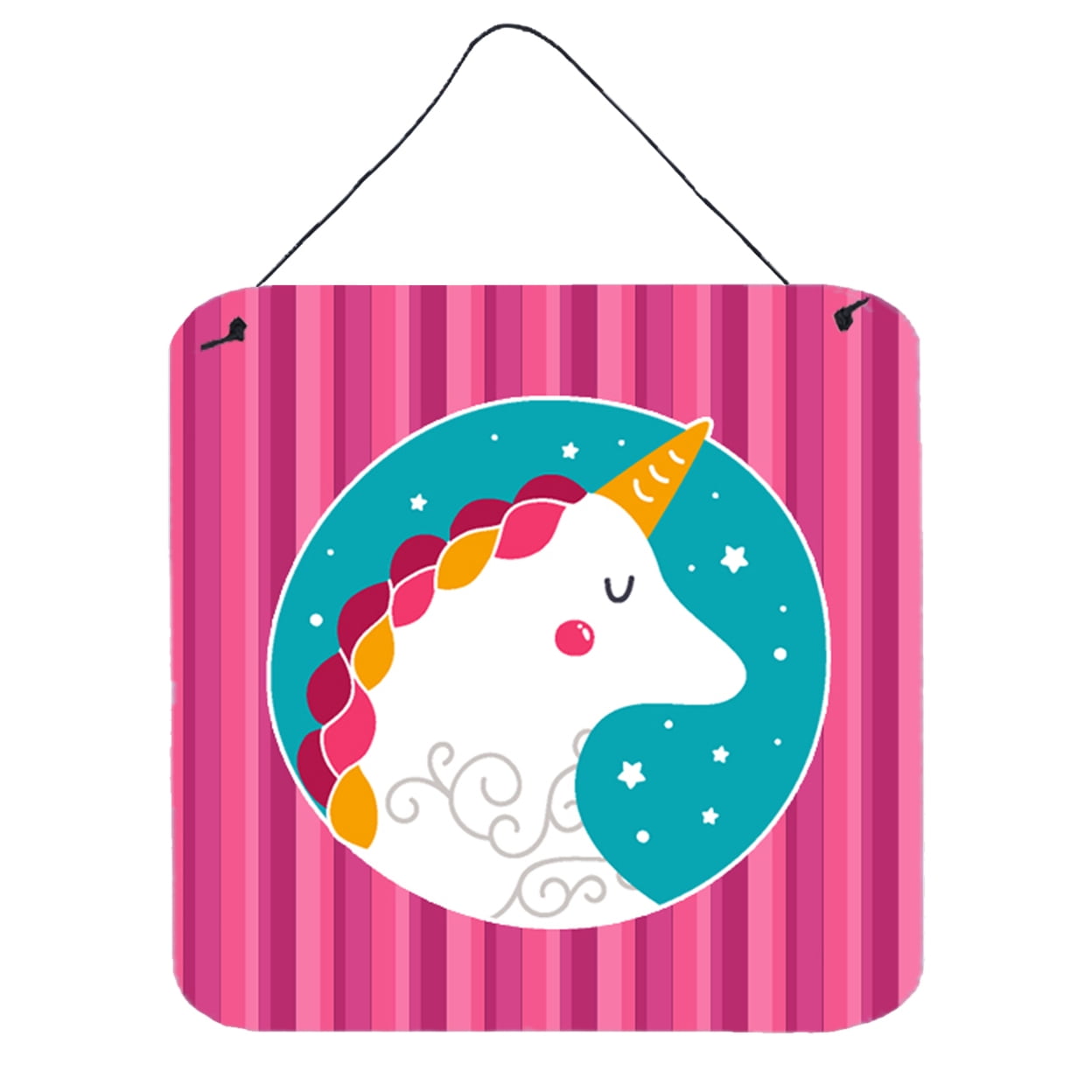 Unicorn Pink Stripes Wall or Door Hanging Prints