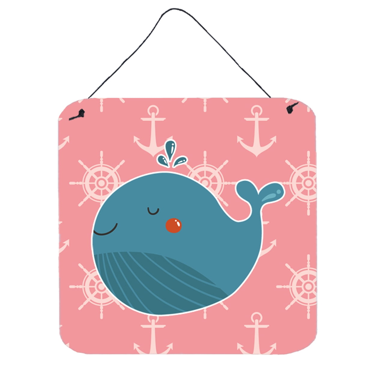Whale on Pink Nautical Wall or Door Hanging Prints