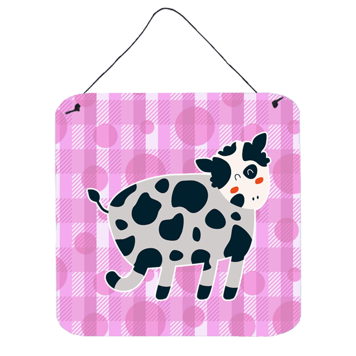 Cow on Pink Polkadots Wall or Door Hanging Prints