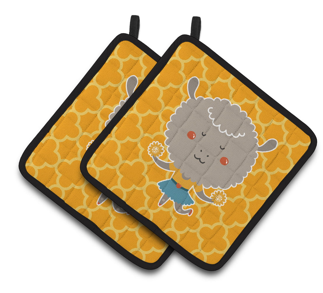Cheerleader Lamb Sheep Pair of Pot Holders