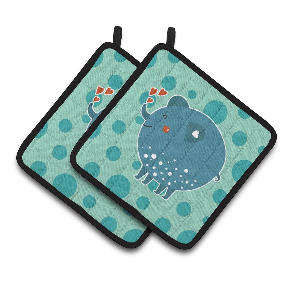 Blue Elephant Pair of Pot Holders