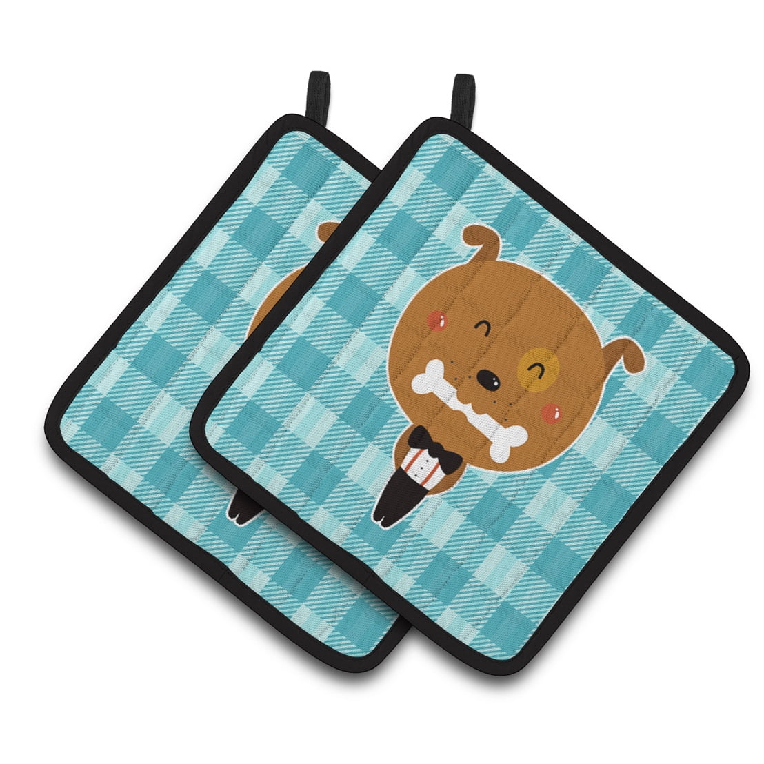 BB6737PTHD Dog in Tuxedo Pair of Pot Holders