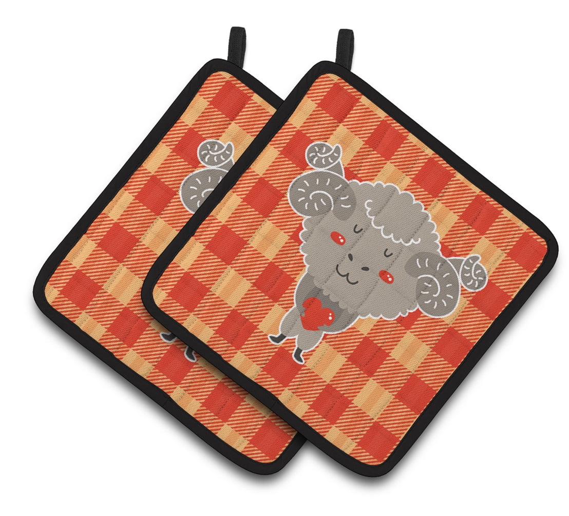 Ram With a Heart Pair of Pot Holders