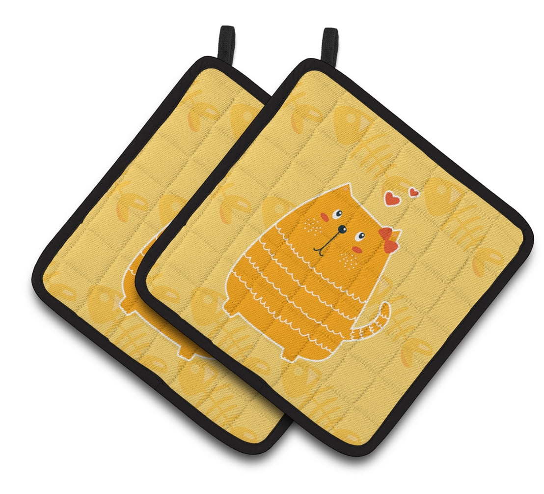 Fat Cat Love Pair of Pot Holders